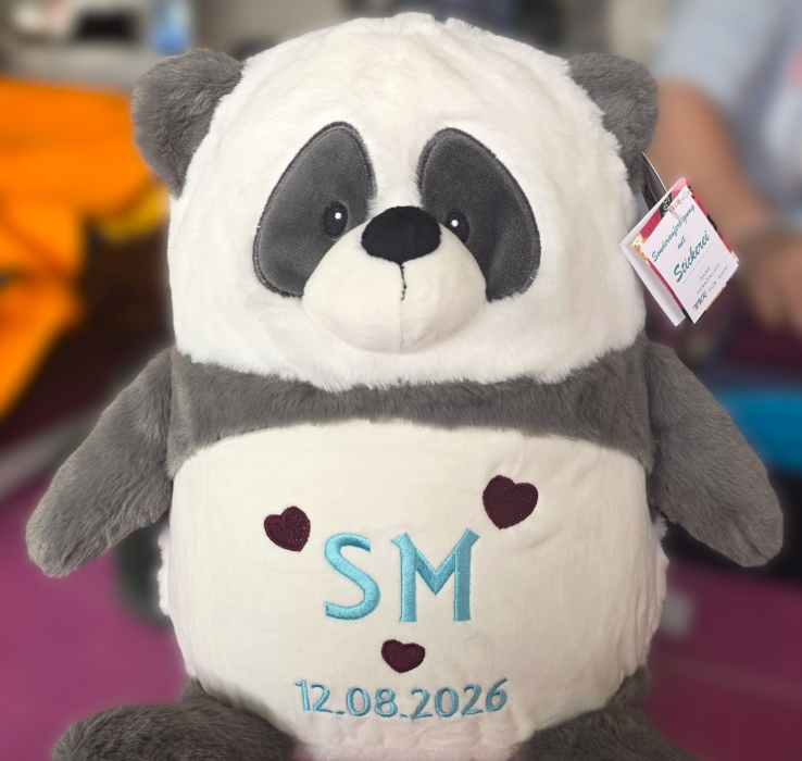 Preview: Plüsch Panda oder Braunbär (35cm) mit Motiv/Name & Datum