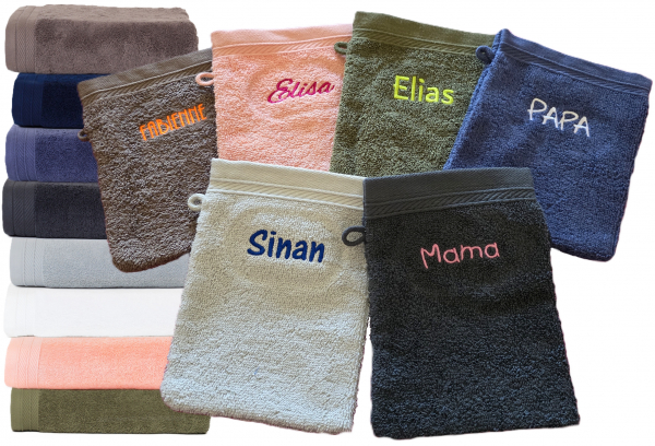 BiO - Waschhandschuh 16x21 mit Namen bestickt