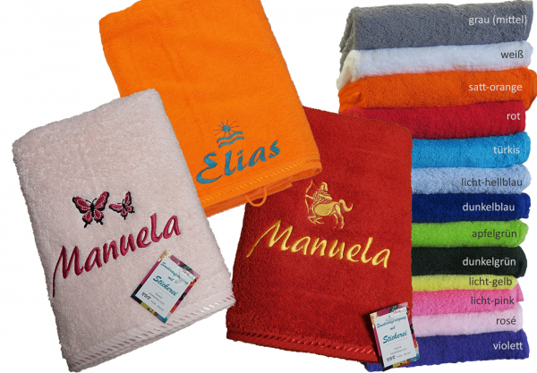 PREMIUM Handtuch 50x100cm mit Namen/ Motiv bestickt