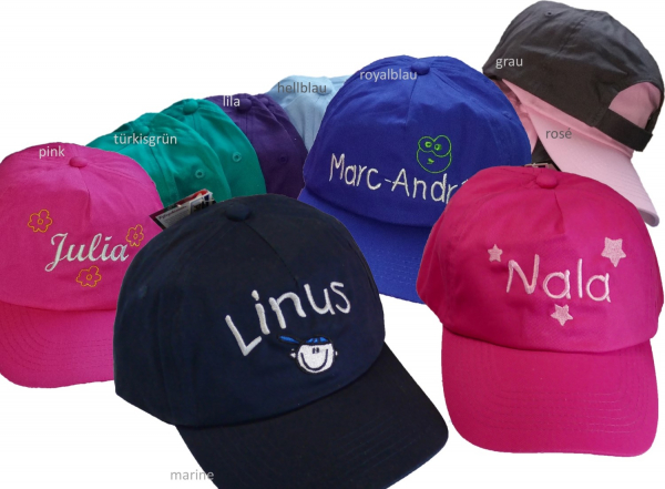 Kinder-CAP ab 6J mit Motiv / Namen bestickt