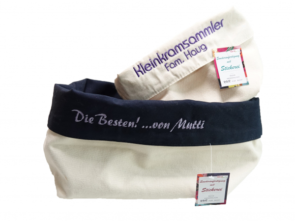 Canvas Korb mit Name/Text bestickt