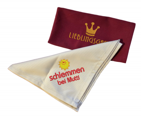 Stoffserviette, kochfest 37x37 mit Namen/ Motiv bestickt