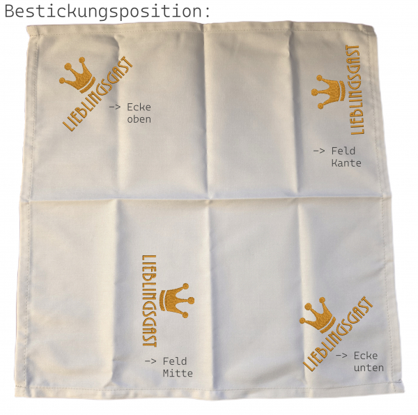 Stoffserviette, kochfest 37x37 mit Namen/ Motiv bestickt