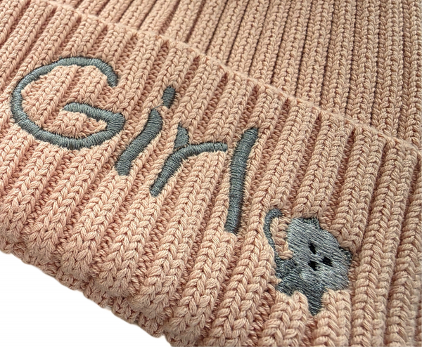 Kinder Bio Stickmütze aus Baumwolle 3-7 J mit Motiv & Namen bestickt