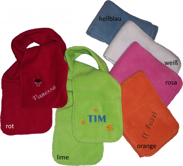 Kinder Fleece Schal mit Motiv / Namen bestickt