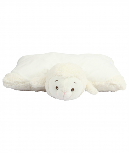 2in1 Kuscheltier-Kissen Schaf oder Bär (40cm) mit Motiv/Name & Datum bestickt