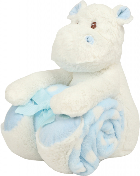 Hippo oder Hase inkl. Babydecke mit Name & Datum bestickt