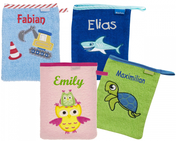 MOTIV Waschhandschuh 16x21cm mit Namen bestickt