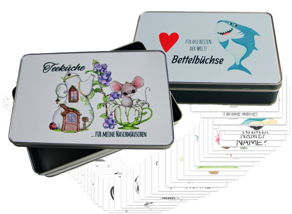 Metall Geschenkdose mit Sternzeichen/Motiv/Namen bedruckt