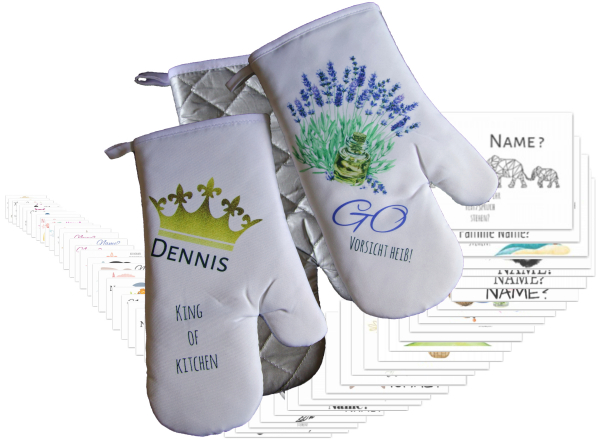 Ofenhandschuh mit Motiv/Sternzeichen/Namen/Spruch bedruckt