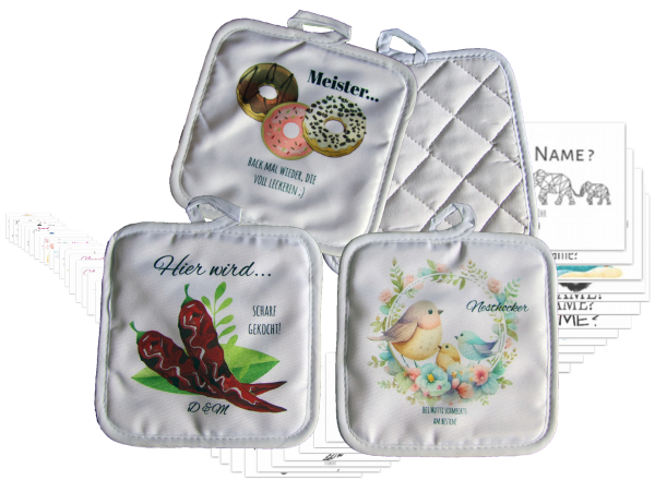 Topflappen mit Motiv/Sternzeichen/Namen/Text bedruckt