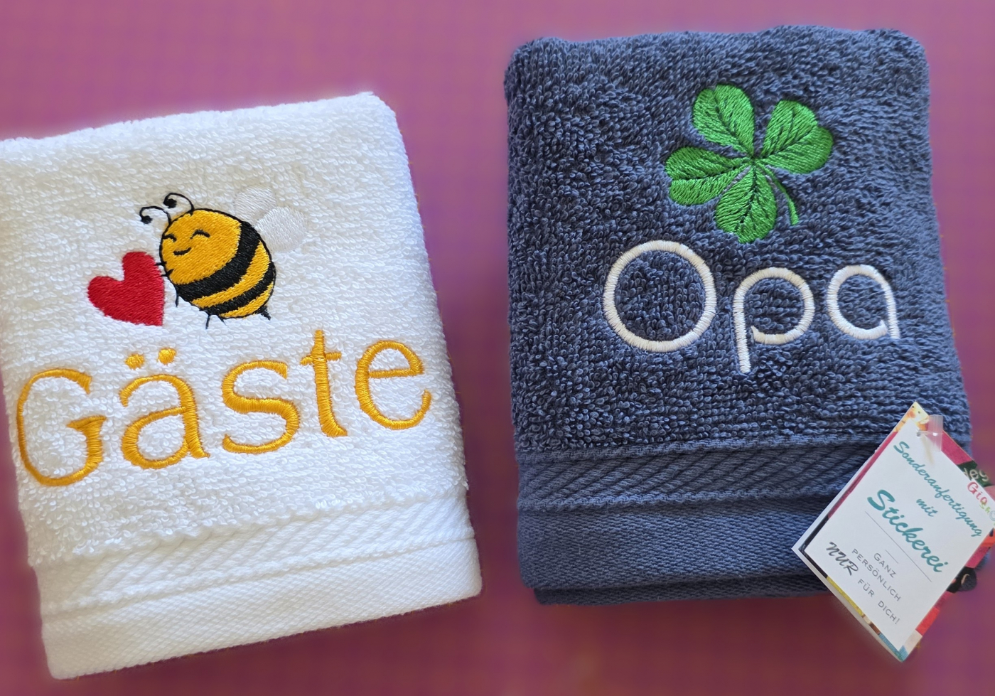 BiO - Handtuch 50x100 mit Namen/ Motiv bestickt