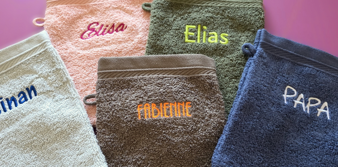 BiO - Waschhandschuh 16x21 mit Namen bestickt