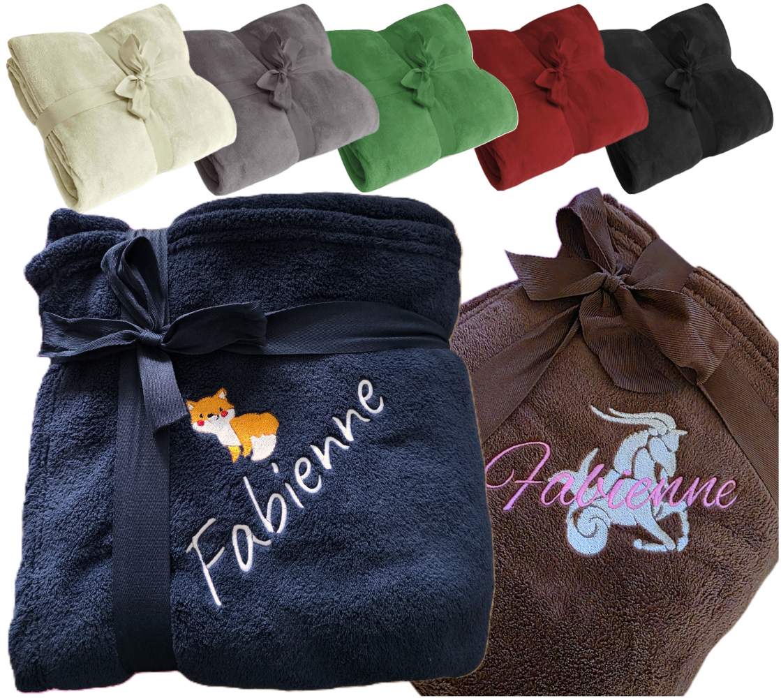 Kuscheldecke extra dick 180x130cm mit Namen/ Motiv/ Emblem bestickt