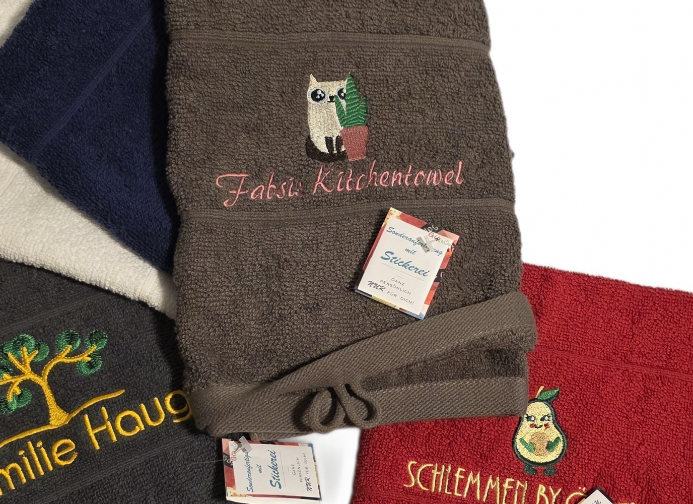 Küchenhandtuch aus Baumwolle 50x50 mit Namen/ Motiv bestickt