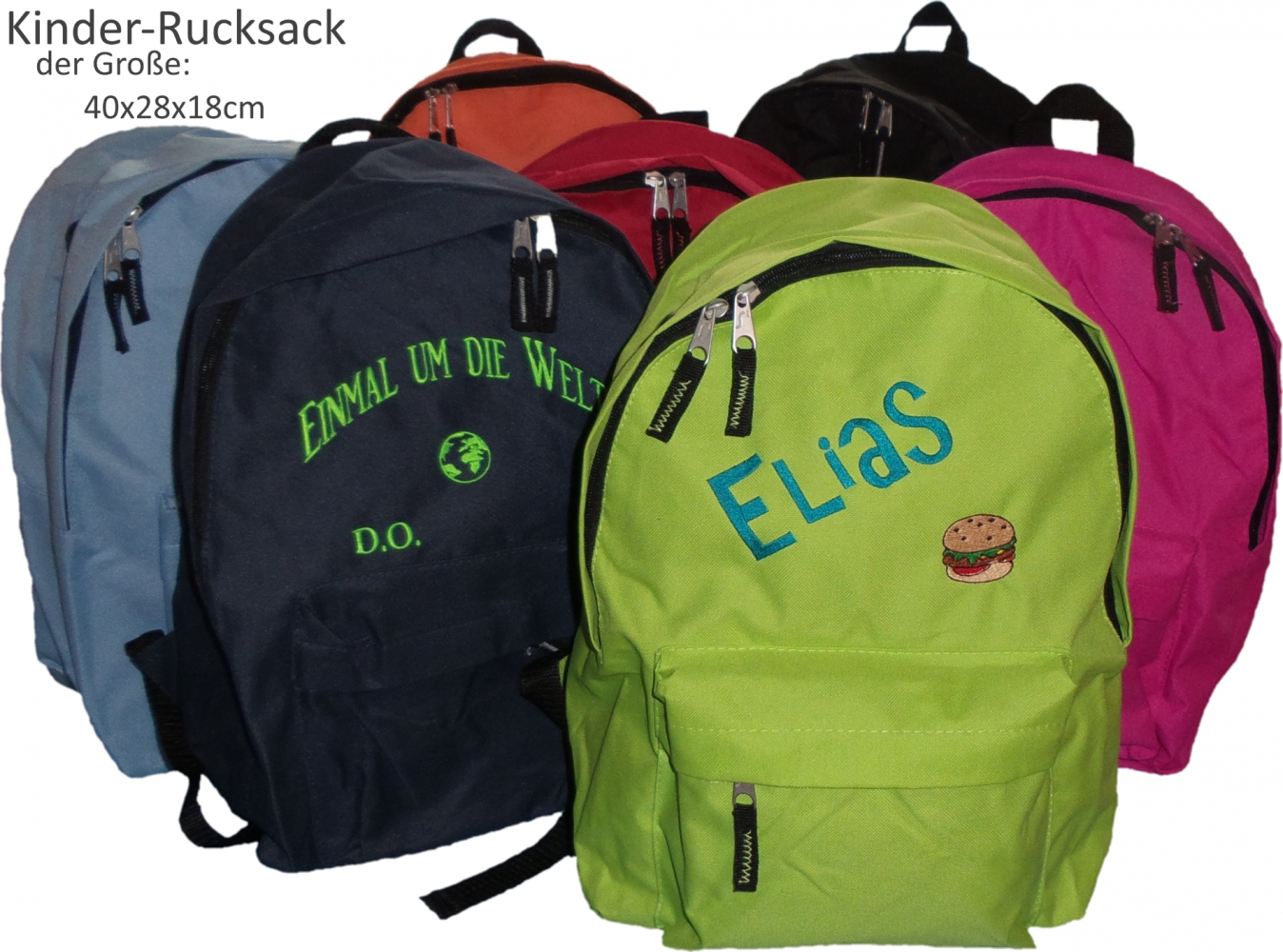 Kinder-Rucksack (groß) mit Namen / Motiv bestickt