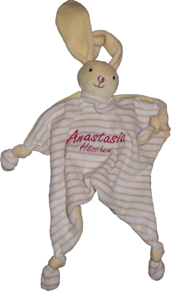 Schmusetuch,Schnuffeltuch Hase mit Name & Datum/Text bestickt