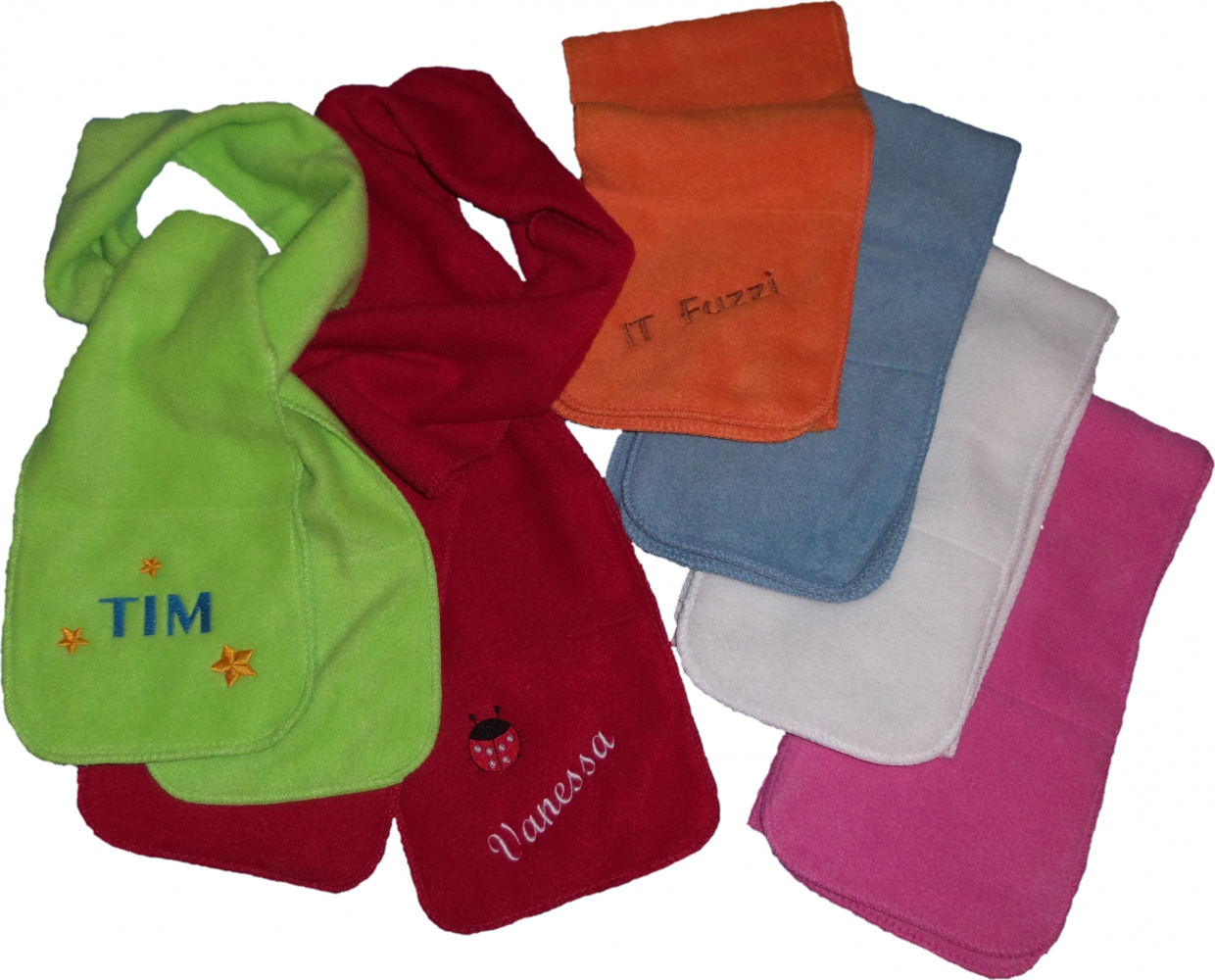 Kinder Fleece Schal mit Motiv / Namen bestickt