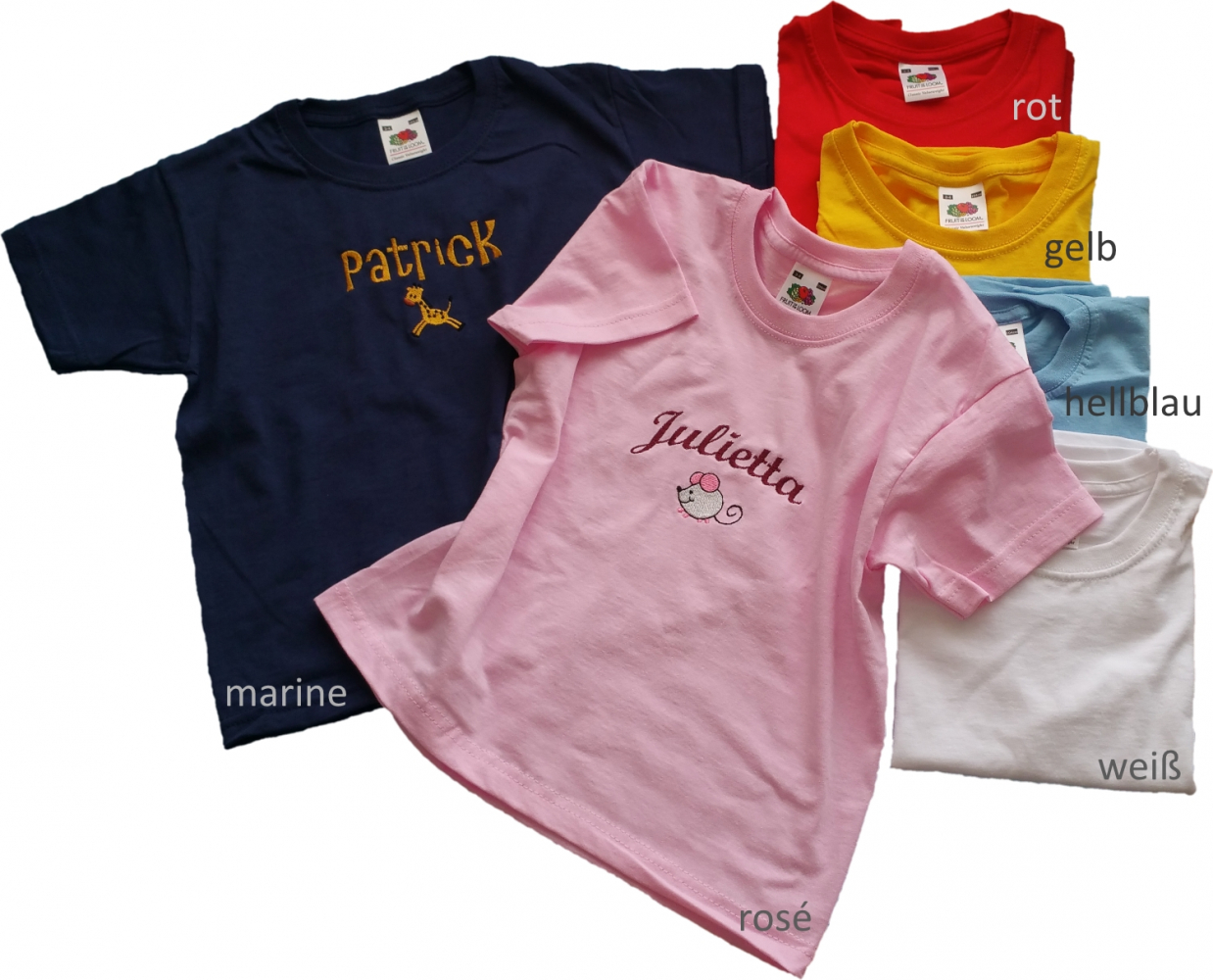 Kinder T-Shirt mit Motiv & Name bestickt