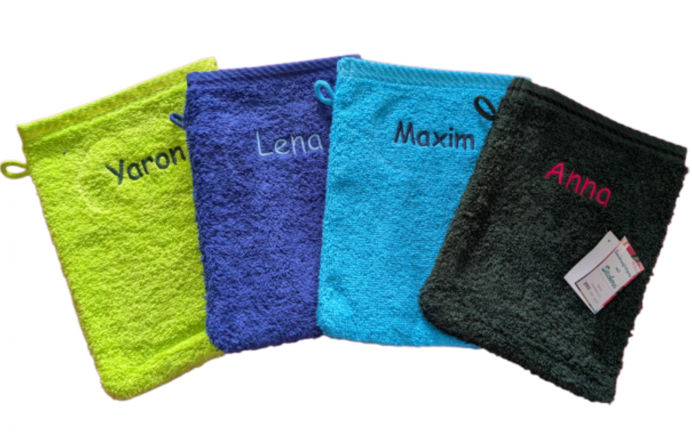 PREMIUM Waschhandschuh 16x22cm mit Namen bestickt