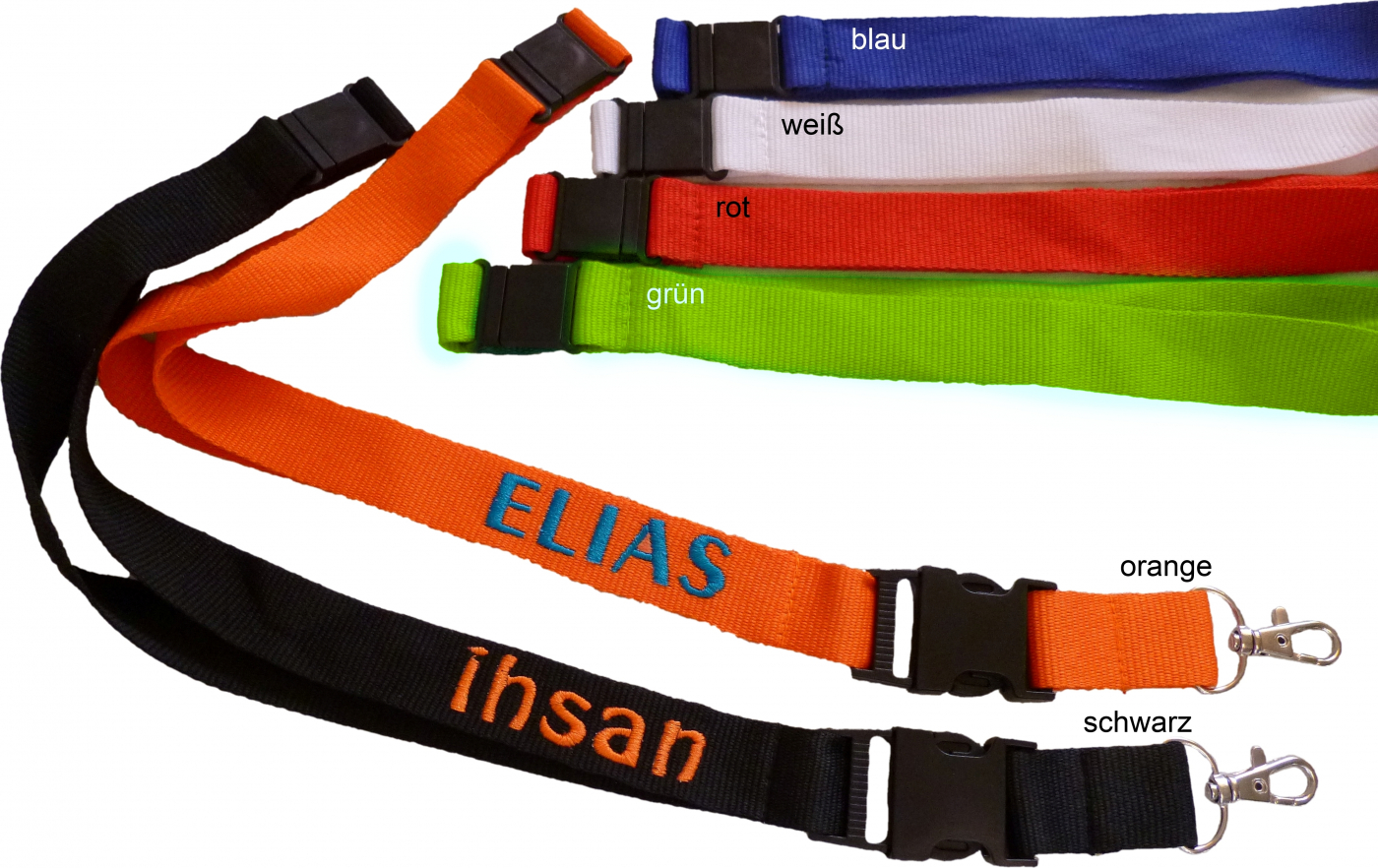 Lanyard 25mm mit Karabiner Name bestickt