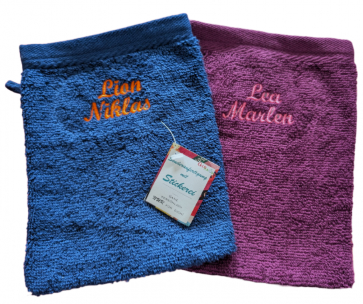 CLASSIC Waschhandschuh 16x21cm mit Namen bestickt