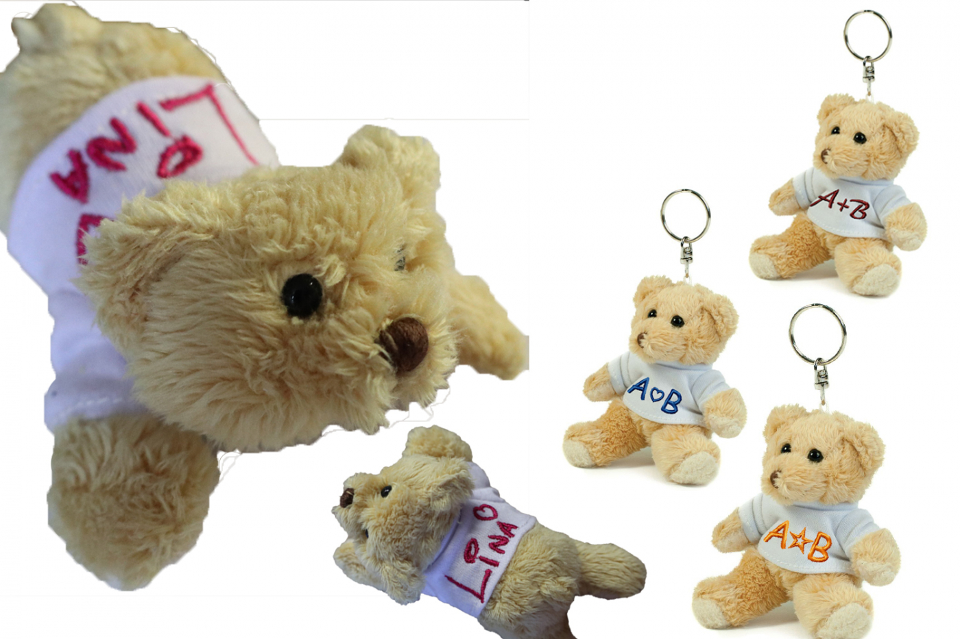 Mini-Teddy (Magnet oder Anhänger) mit Monogramm/Namen bestickt