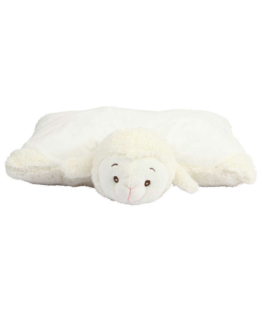 2in1 Kuscheltier-Kissen Schaf oder Bär (40cm) mit Motiv/Name & Datum bestickt