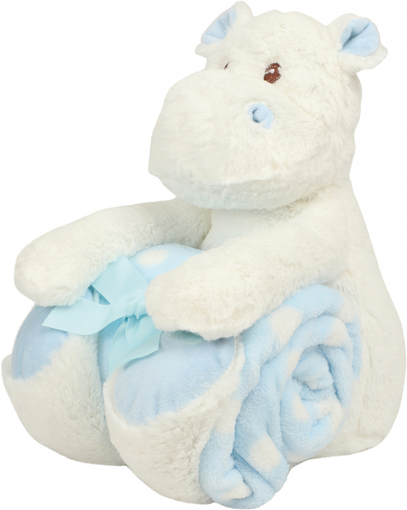 Hippo oder Hase inkl. Babydecke mit Name & Datum bestickt