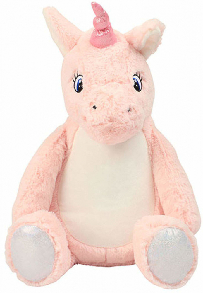Plüsch Einhorn, Eule, Hund, Hase, Schneemann oder Bär (40cm) mit Motiv/Name & Datum
