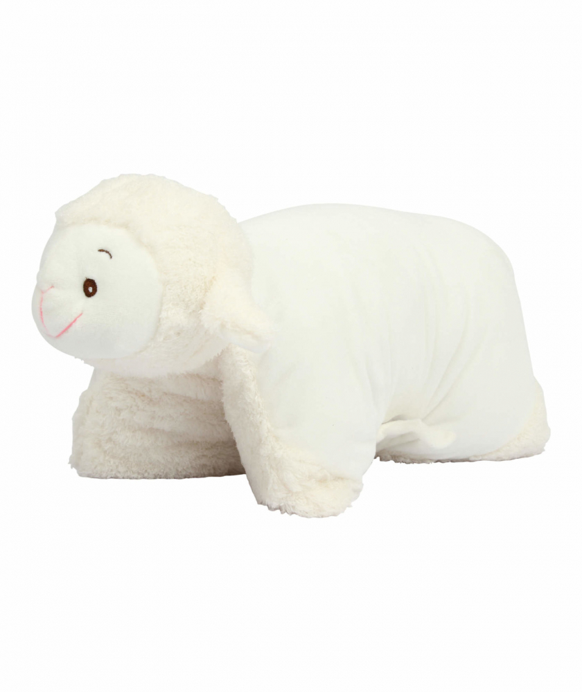 2in1 Kuscheltier-Kissen Schaf oder Bär (40cm) mit Motiv/Name & Datum bestickt