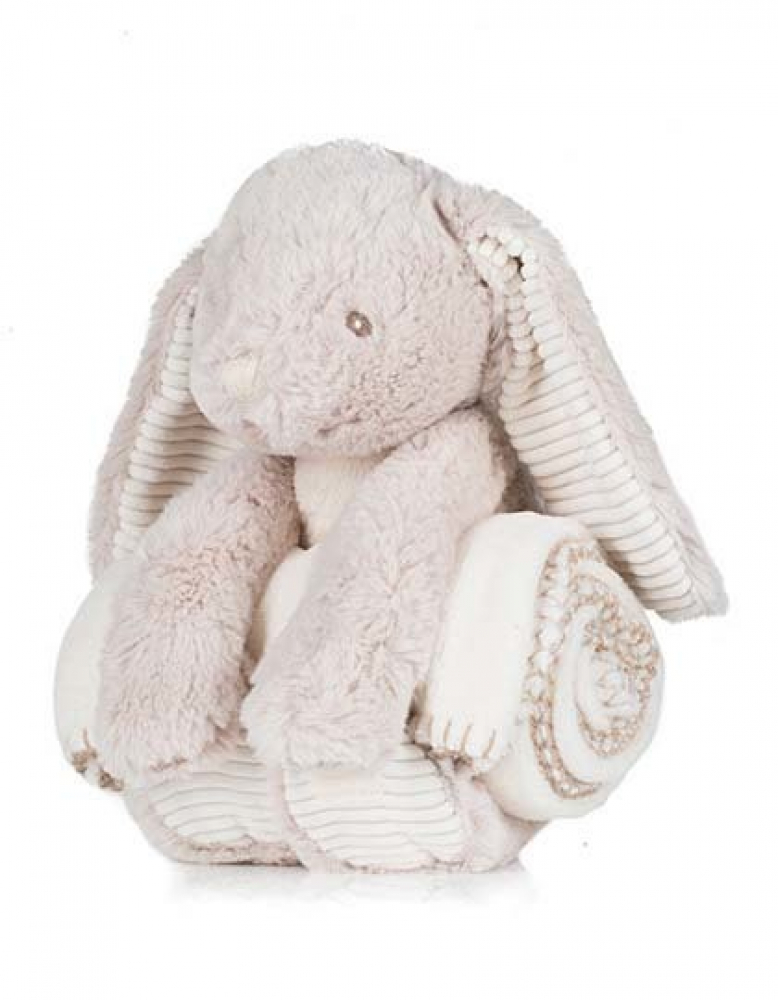 Hippo oder Hase inkl. Babydecke mit Name & Datum bestickt