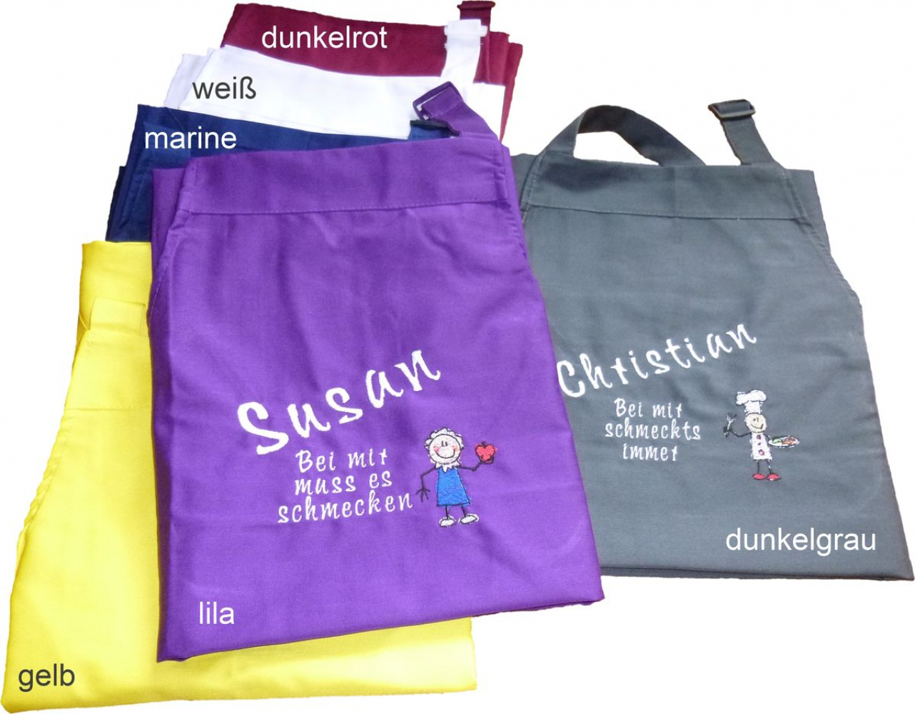 Latzschürze für Damen/Herren mit Motiv, Namen & Text/Spruch bestickt