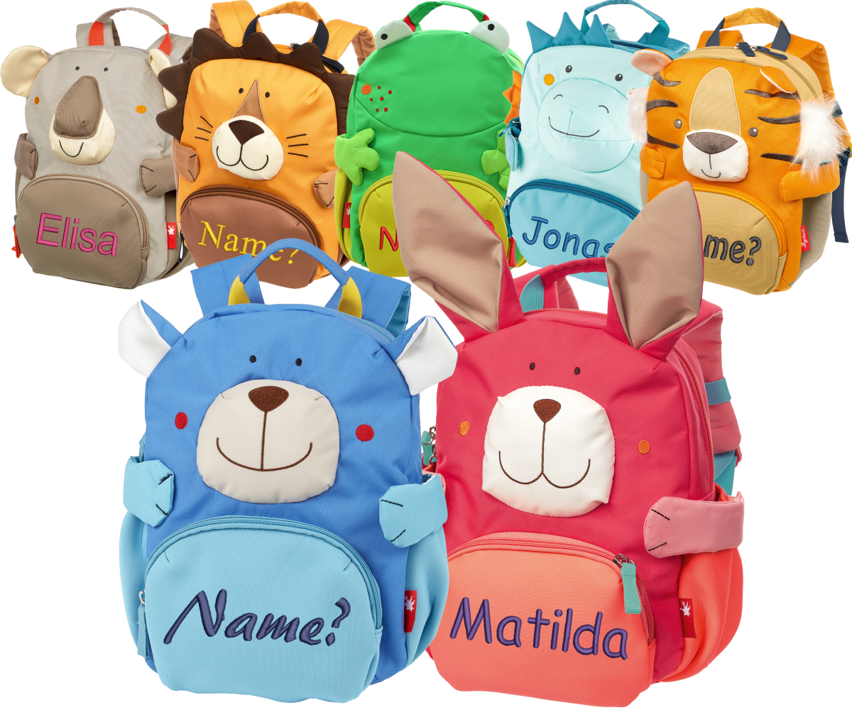 SigiKid Kinder-Pfötchen-Rucksack mit Namen bestickt