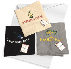 Geschirrtuch aus Bio-Baumwolle 50x70 mit Namen/ Motiv bestickt